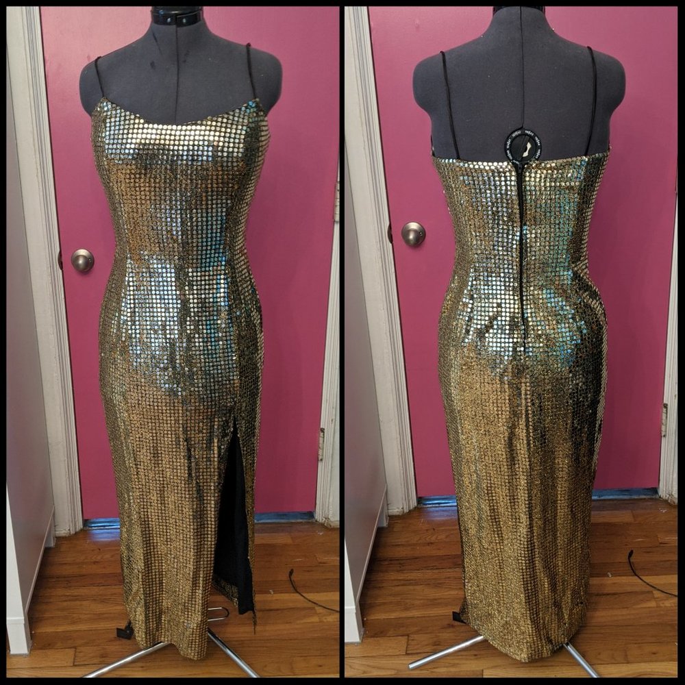 Vintage Gold Sequin Evening Gown